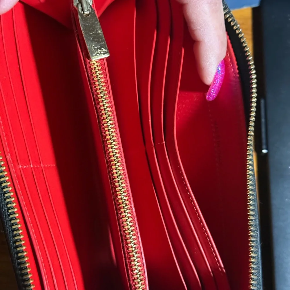 Christian Louboutin Red and Gold Zipper Wallet - Picture 10 of 14